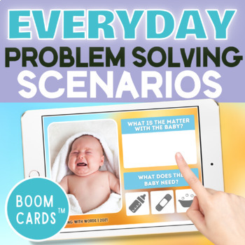 Preview of Problem Solving Scenarios for Speech Therapy - Everyday Scenes- BOOM CARDS™