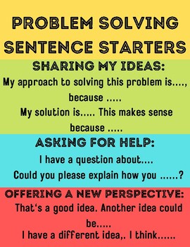 Preview of Problem Solving Sentence Starters for Collaboration & Team Work