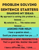 Problem Solving Sentence Starters for Collaboration & Team Work