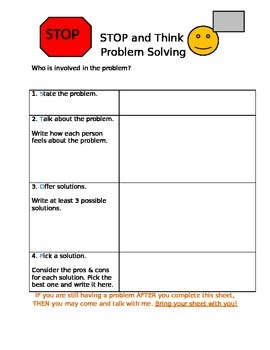 problem solving sheet