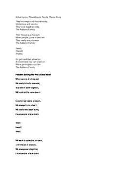 Preview of Problem Solving Song for Kids (to the tune of the Addams Family Theme Song)