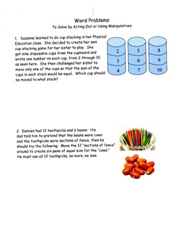 Problem Solving Strategies - Act It Out Or Use Manipulatives By Barbara J