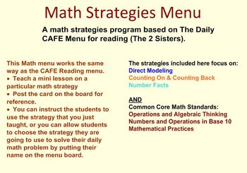 Preview of Problem Solving Strategies Menu Board