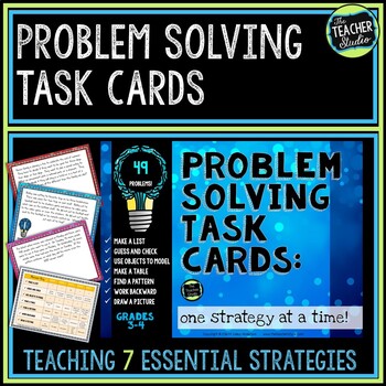 Preview of Math Problem Solving Task Cards - 7 Problem Solving Strategies for Grades 3 - 4