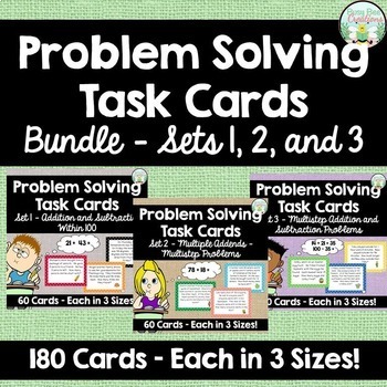 Preview of Addition and Subtraction Word Problem Task Cards - Complete Set - 180 cards