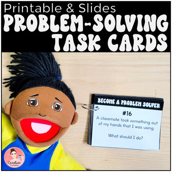 Preview of Problem-Solving Task Cards and Prompts (Printable and Slide Deck included)