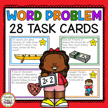 Preview of Math Word Problem Task Cards: Multiplication and Division