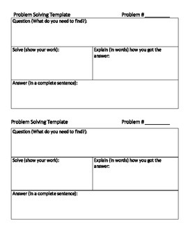Preview of Problem Solving Template
