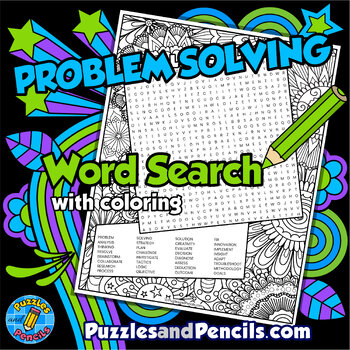 Preview of Problem Solving Word Search Puzzle with Coloring Activity | Social Skills