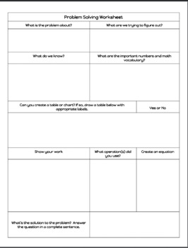Preview of Problem Solving Worksheet (Deconstructing Word Problems)