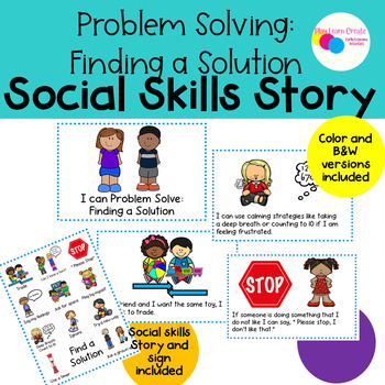 Preview of Problem Solving and Finding a Solution Social Skills Story and Visual Sign
