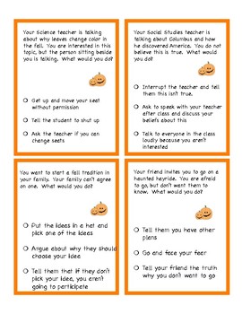 Problem Solving and Social Skills Task Cards: Halloween and Fall