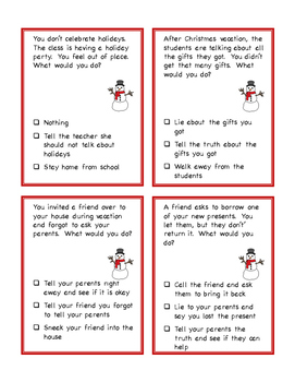 Problem Solving and Social Skills Task Cards: Holidays and Winter Break