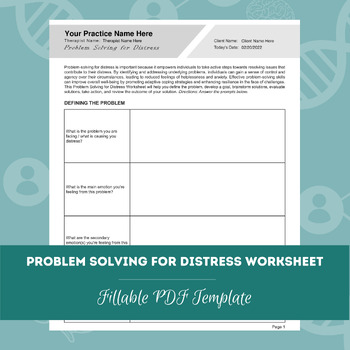 Preview of Problem Solving for Distress Worksheet | Fillable PDF Template