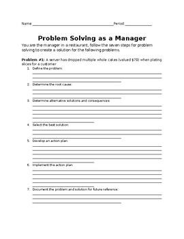 restaurant manager problem solving examples