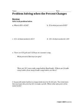 lesson 9 problem solving when the percent changes