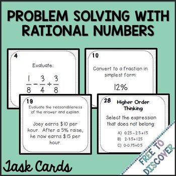 Preview of Problem Solving with Rational Numbers Task Cards Activity