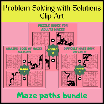 Preview of Problem Solving with Solutions Clip Art/Growth Mindset Puzzle /Maze paths bundle