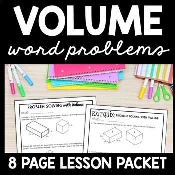 Preview of Finding Volume Word Problems Guided Notes, Missing Dimensions Review, Additive