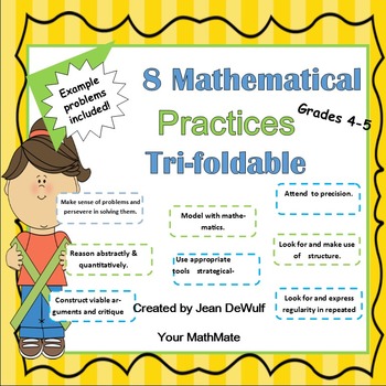 Preview of Problem Solving with the 8 Mathematical Practices Tri-Foldable Grades 4-5