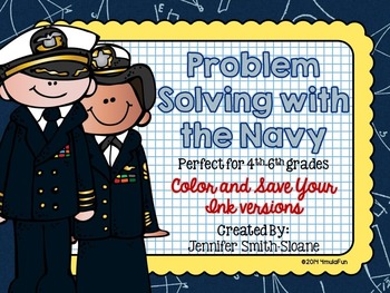 Preview of Veterans Day Math | Problem Solving Task Cards (Navy)