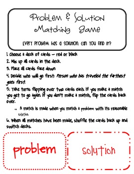 Problem and Solution Memory/Matching Game by Scrappy Teaching in FL