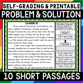 Preview of Problem and Solution Passages Self-Grading Digital and Printable Task Cards