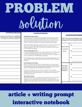 Preview of Problem and Solution Text Structure Earthquake Nonfiction Article Writing Prompt