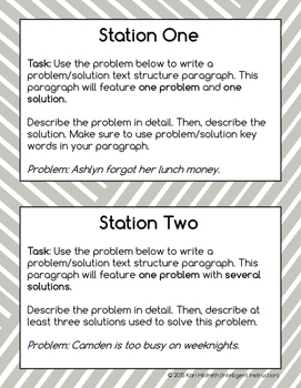 Problem and Solution Text Structure: Paragraph Writing Station Review