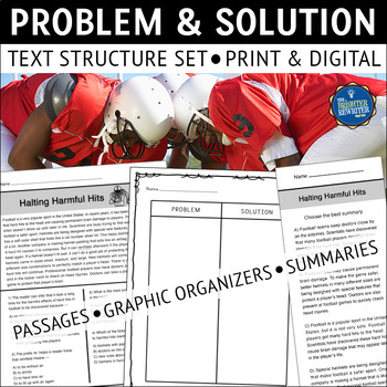 Preview of Problem and Solution Text Structure Reading Passages and Graphic Organizers