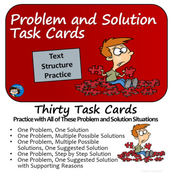 Preview of Problem and Solution  - Text Structure Task Cards - Print and Easel Versions