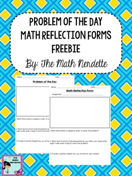 Preview of Problem of the Day Math Reflection Forms Freebie
