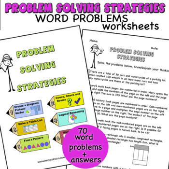 Preview of Problem solving strategies worksheets word problems answers warm-ups puzzles