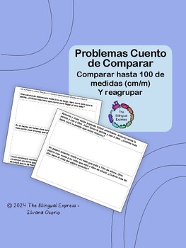 Preview of Problemas Cuento de Comparar y Reagrupar - Word Problems (Compare w/Regrouping)