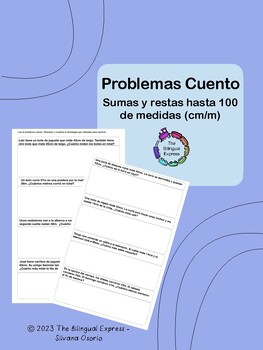 Preview of Problemas Cuento de medidas (cm/m) - Measurement Word Problems in Spanish