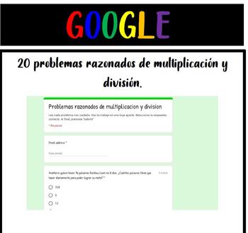 Preview of Problemas razonados de multiplicacion y division 