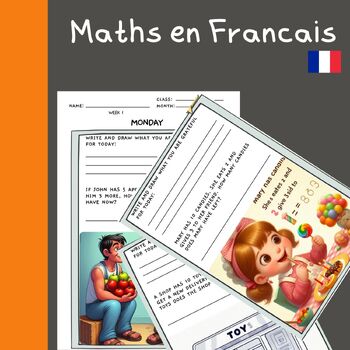 Preview of Problème de Maths en Francais Quotidien avec Images Cartes pour un mois