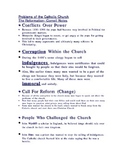 Problems With the Catholic Church-Reformation Outline Notes