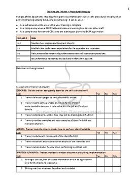 Preview of BCBA Supervision - Procedural Integrity Checklist: Training the Trainer