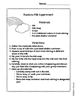 33 Milk And Food Coloring Experiment Worksheet support worksheet