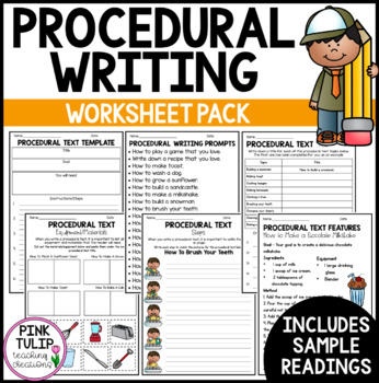 Preview of Procedural Text Writing Worksheet Pack - No Prep Lesson Ideas