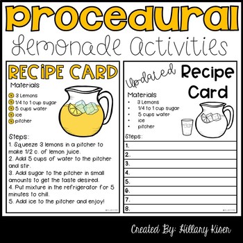 Procedural Text and Sequence (Lemonade Themed) | TpT