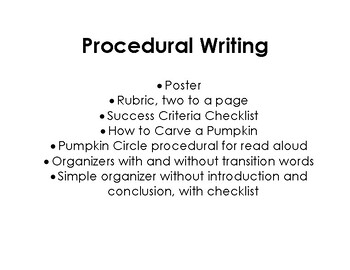 Preview of Procedural Writing