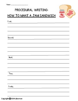 Preview of Procedural Writing - Jam Sandwich