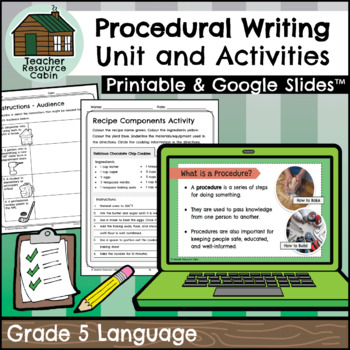 Preview of Grade 5 Procedural Writing Unit (Printable + Google Slides™)