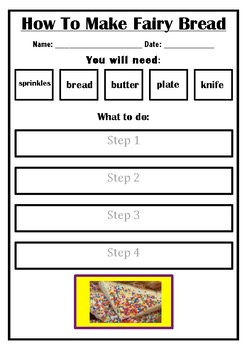 Preview of Differentiated Procedure Writing- How to Make Fairy Bread