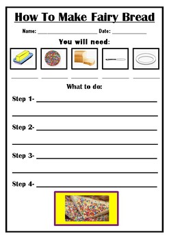 Differentiated Procedure Writing- How to Make Fairy Bread | TpT