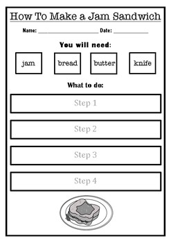 Preview of Differentiated Procedure Writing- How to Make a Jam Sandwich