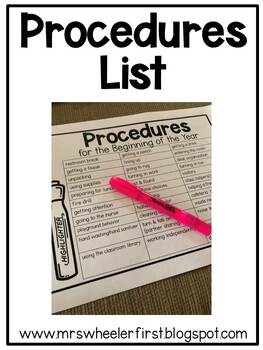 Preview of Procedures List