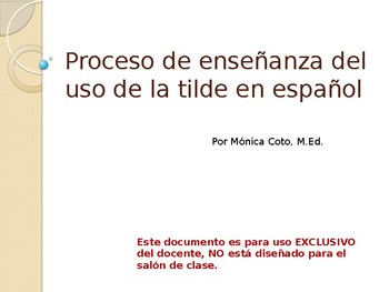 Preview of Proceso de enseñanza del uso de la tilde en español
